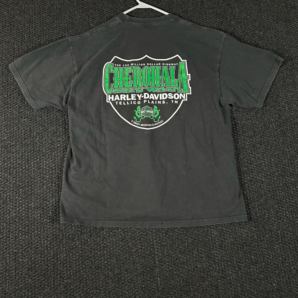 Harley Davidson Motorcycles Born Lucky Cherohala Tennessee Graphic T Shirt XL
